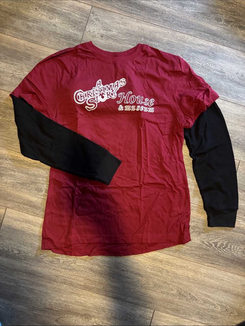 Tony Hawk Burgundy and Black Two-Layer Long Sleeve Shirt A Christmas Story